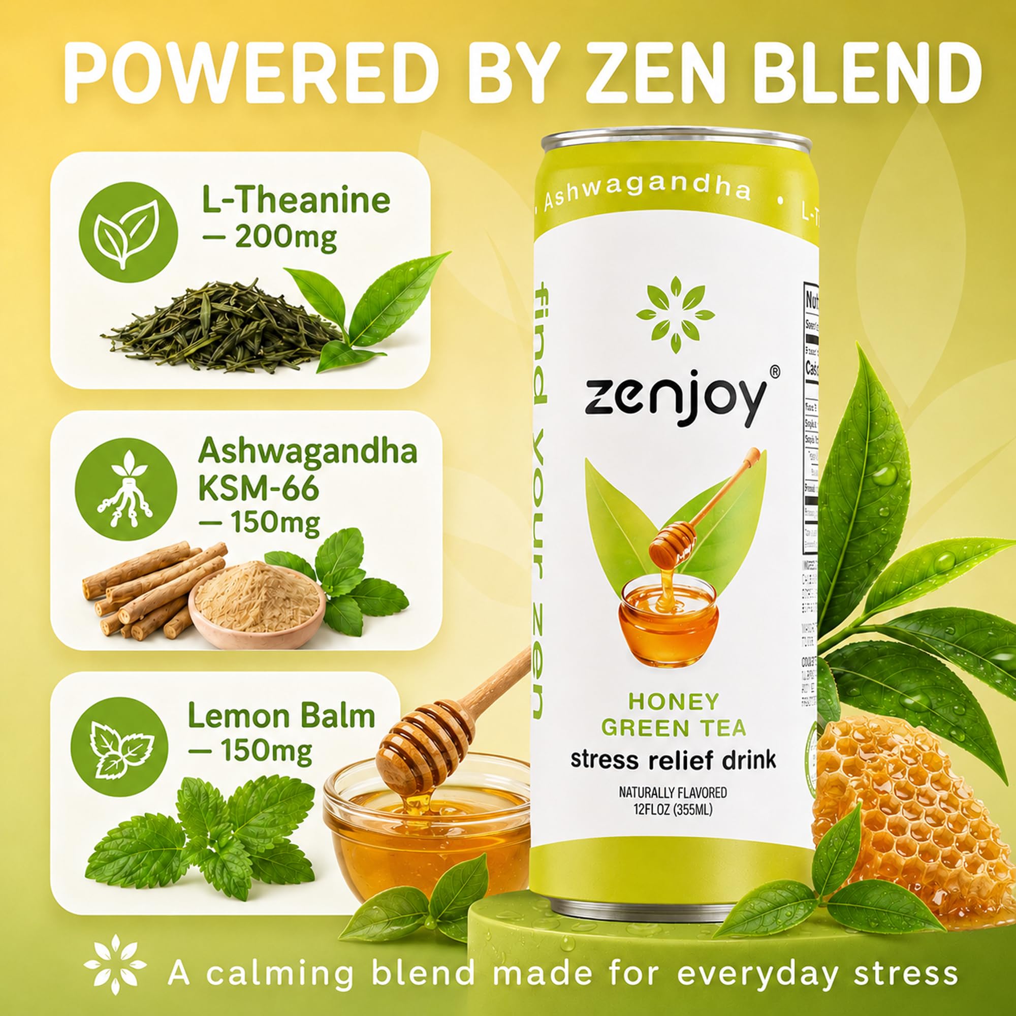 Zenjoy lata abierta en mano lista para beber y relajar