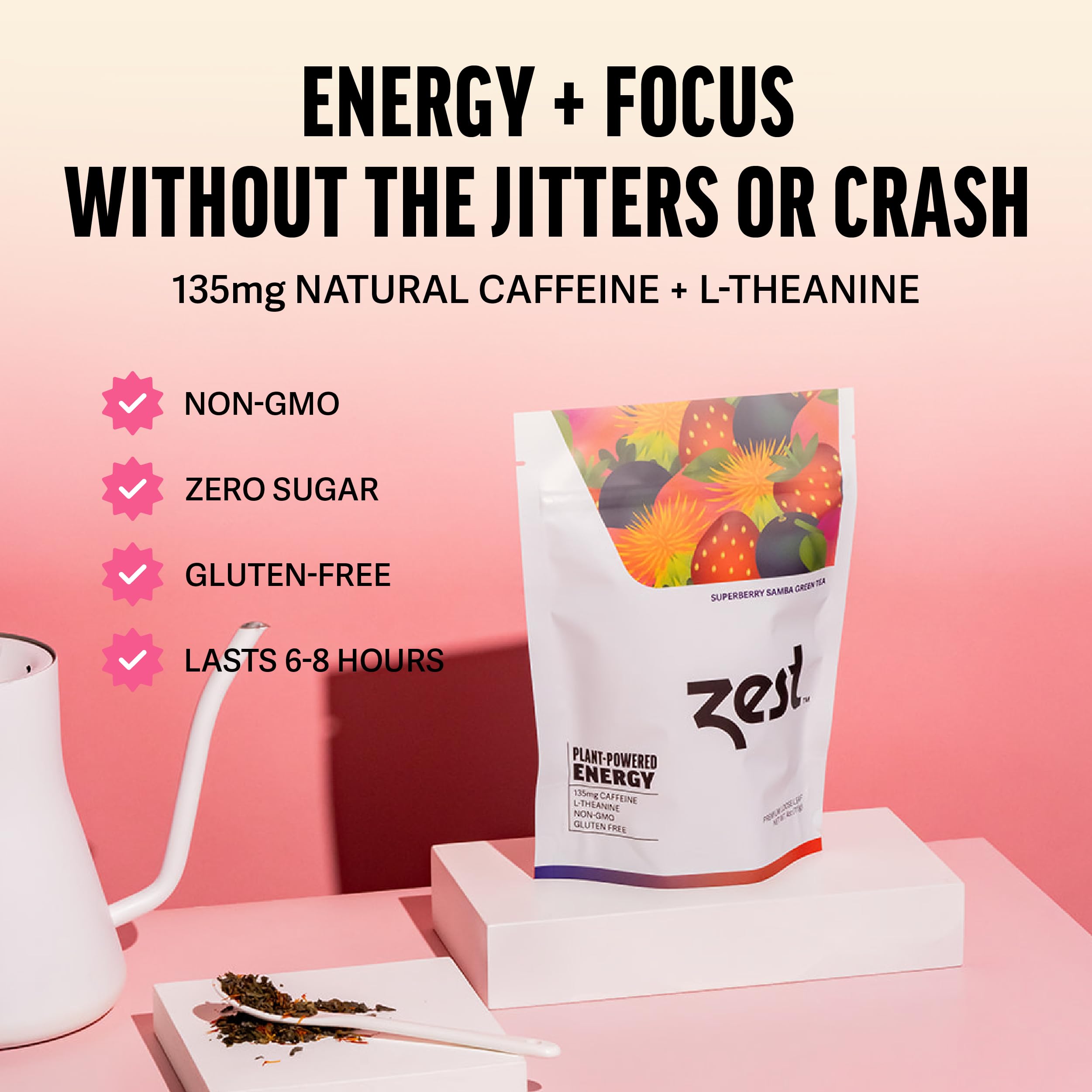 ZEST hojas sueltas detalle de textura para máxima extracción de sabor