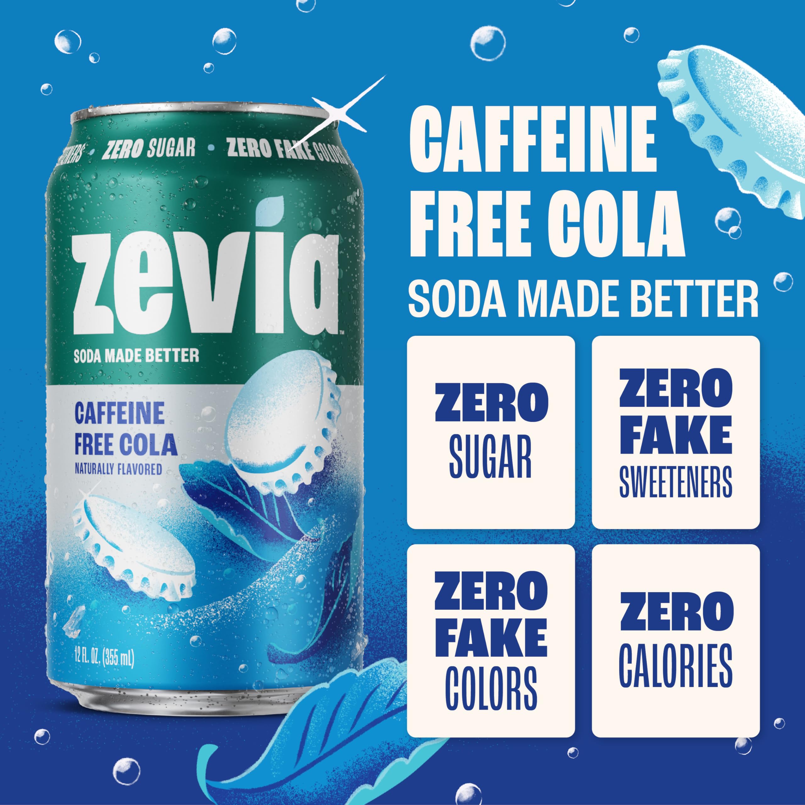 Zevia lata abierta con gotas que transmite frescura inmediata