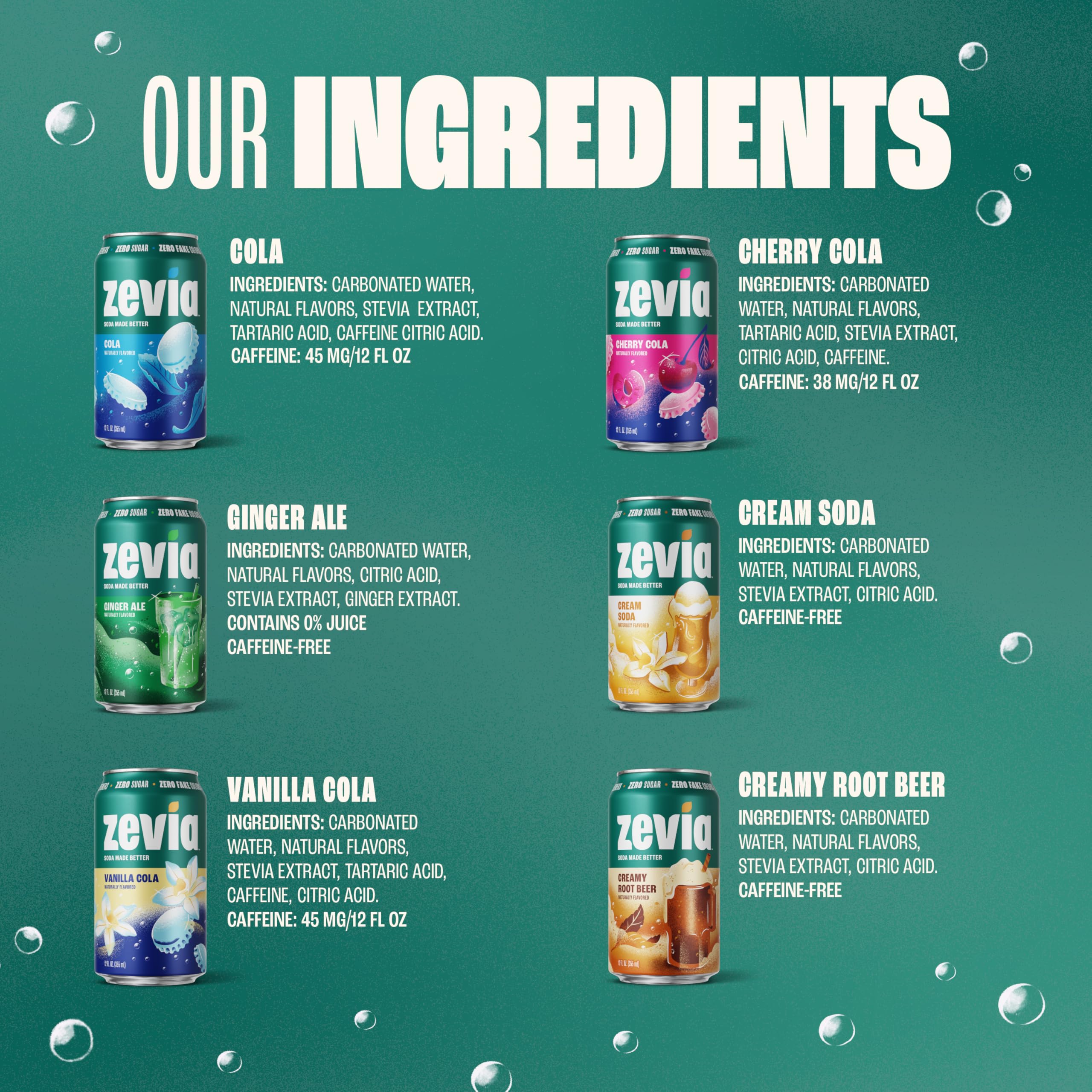 Zevia etiqueta de ingredientes cerca mostrando stevia y sin GMO