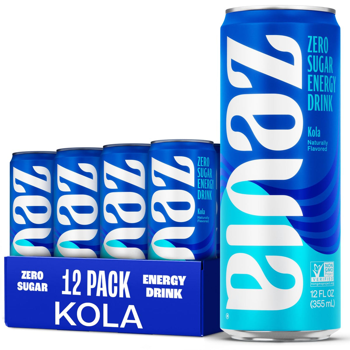 Zevia lata al frente mostrando diseño y sin azúcar, energía sin calorías