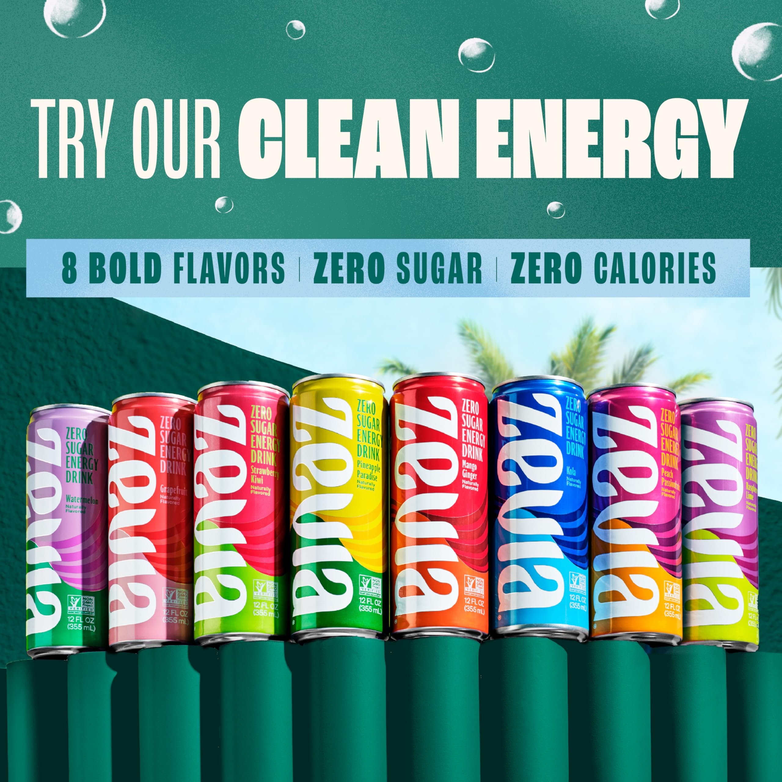 Latas Zevia en refrigerador listas para servir y mantener frías