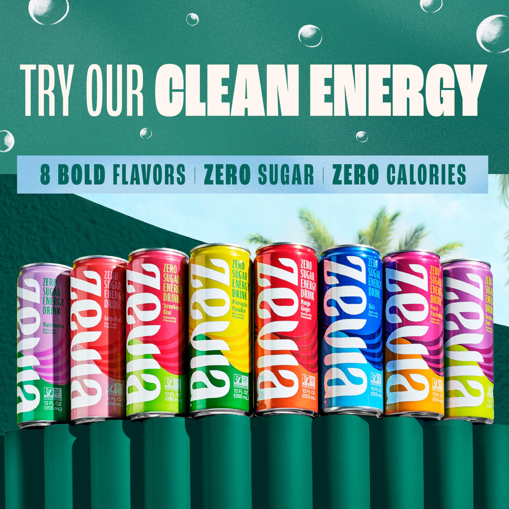 Latas Zevia en refrigerador listas para servir y mantener frías