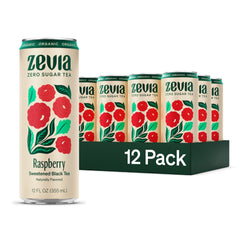 Zevia lata frontal mostrando diseño y sabor frambuesa, beneficio frescura inmediata