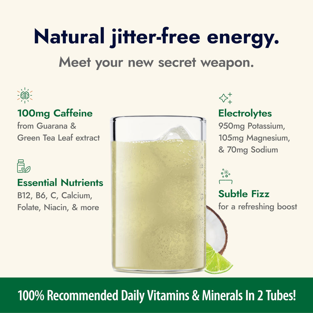 Zipfizz etiqueta de ingredientes Coconut Lime destacando vitaminas y electrolitos