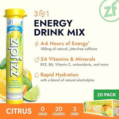 Zipfizz disolviéndose en agua fría con efervescencia refrescante visible