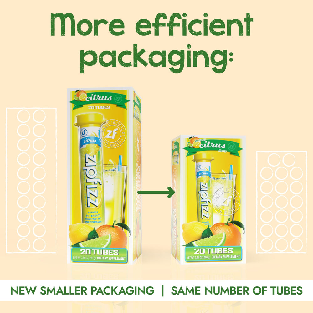 Zipfizz polvo granular dentro de sobre destacando textura y disolución rápida
