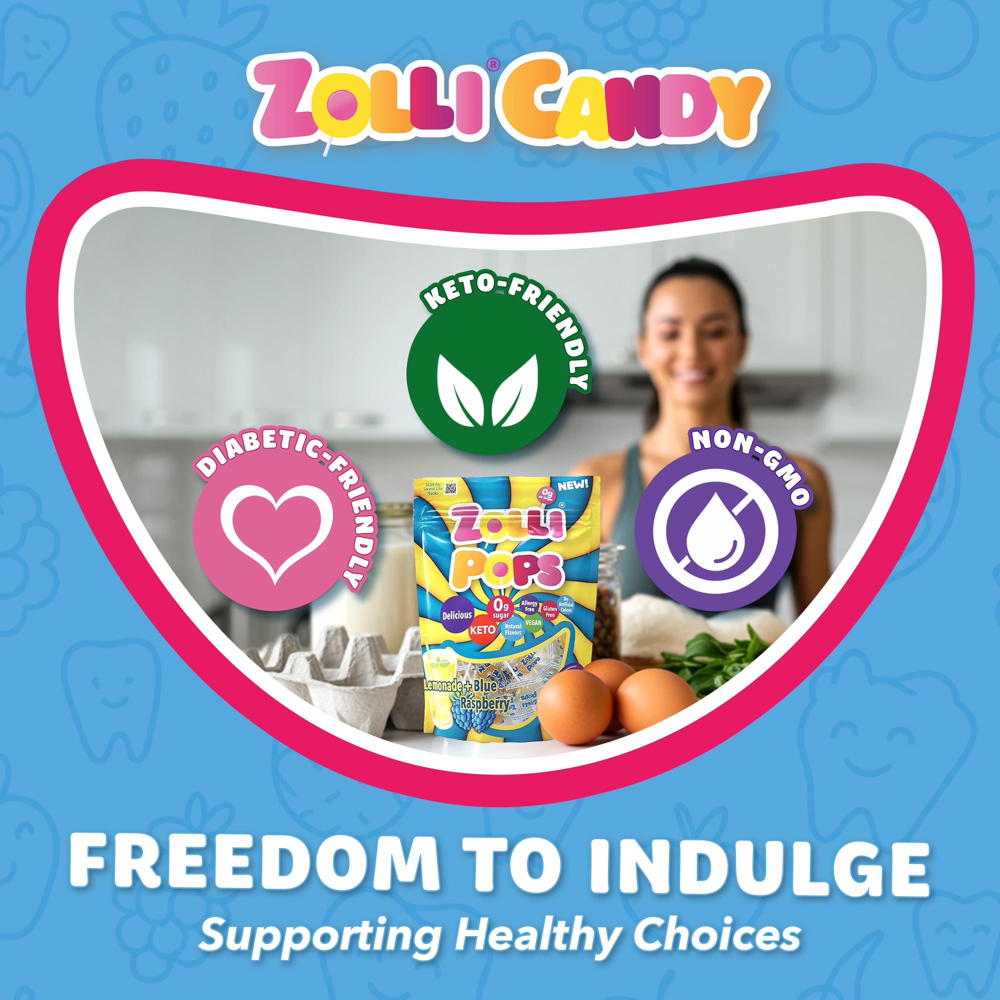 Zollipops etiqueta con ingredientes y beneficios, transparencia informativa