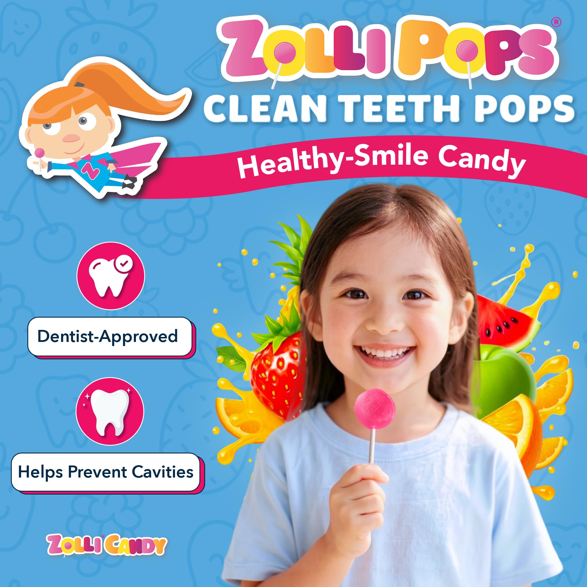 Zollipops paquete abierto con paletas envueltas listo para repartir